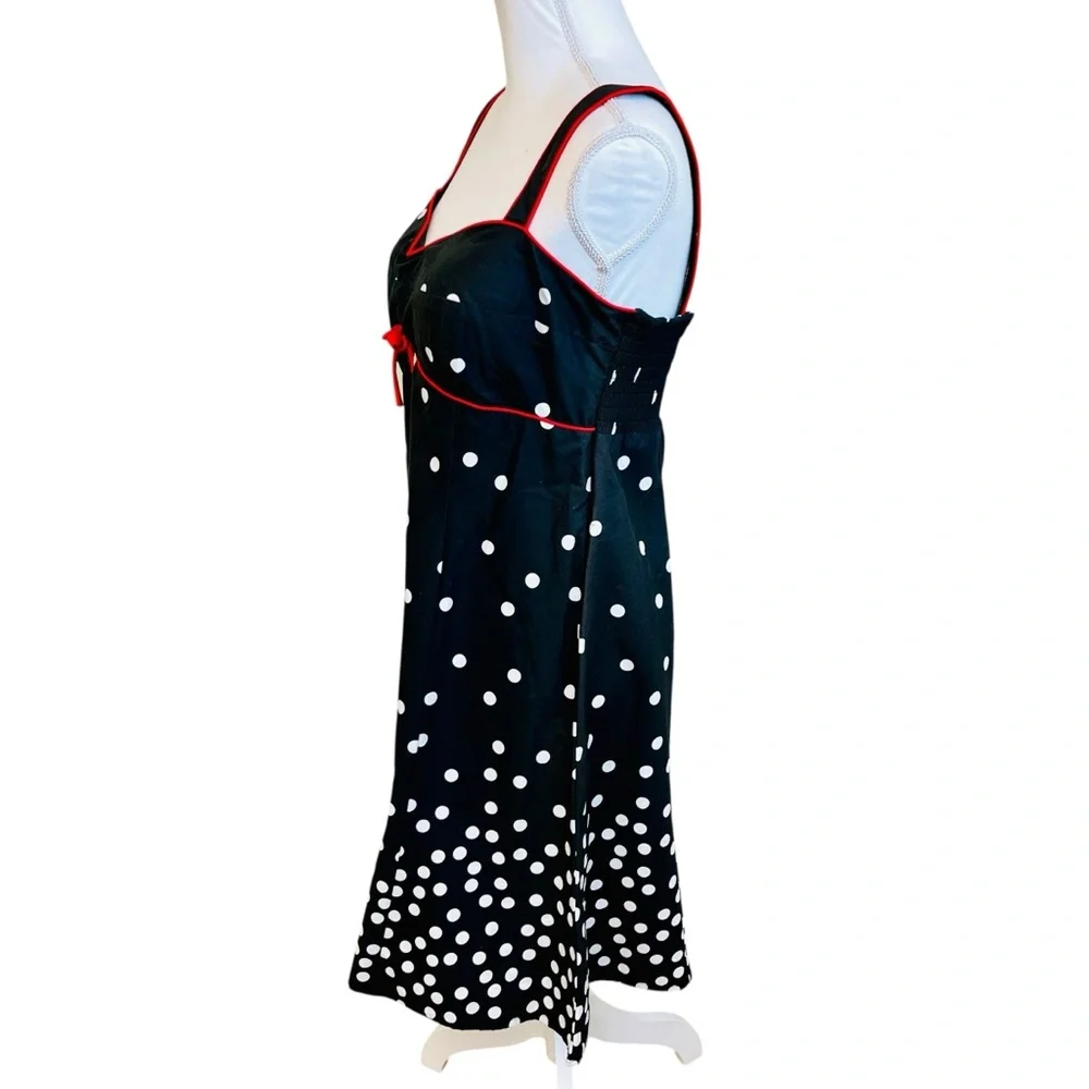 Vintage‎ R&K Black and White Polka Dot Dress 16 P Milkmaid Rockabilly 50s Pin Up